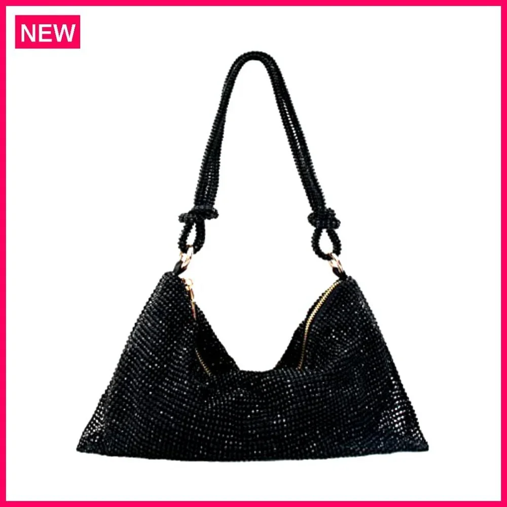 Rhinestone Evening Bag Sparkly Hobo Purse Formal Party Wedding Prom - Picture 2 of 8